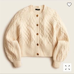 J Crew Stretch Wool Cropped Cable Knit Cardigan Sweater